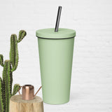 Insulated tumbler with a straw