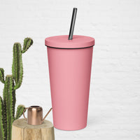 Insulated tumbler with a straw