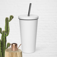 Insulated tumbler with a straw