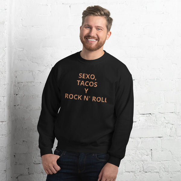 Sudadera unisex Sexo, tacos y rock n' roll