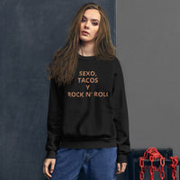 Sudadera unisex Sexo, tacos y rock n' roll